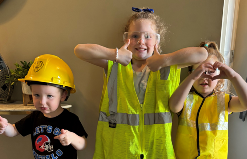 It's never too early to learn the importance of PPE. My kids pointed out they never ride their bikes without a helmet!